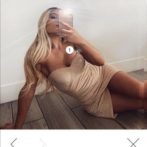 Meshki gold shimmer dress NWT